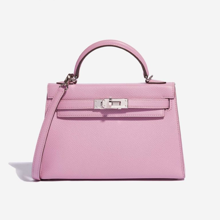 Pre-owned Hermès bag Kelly Mini Epsom Mauve Sylvestre Pink Front | Sell your designer bag on Saclab.com
