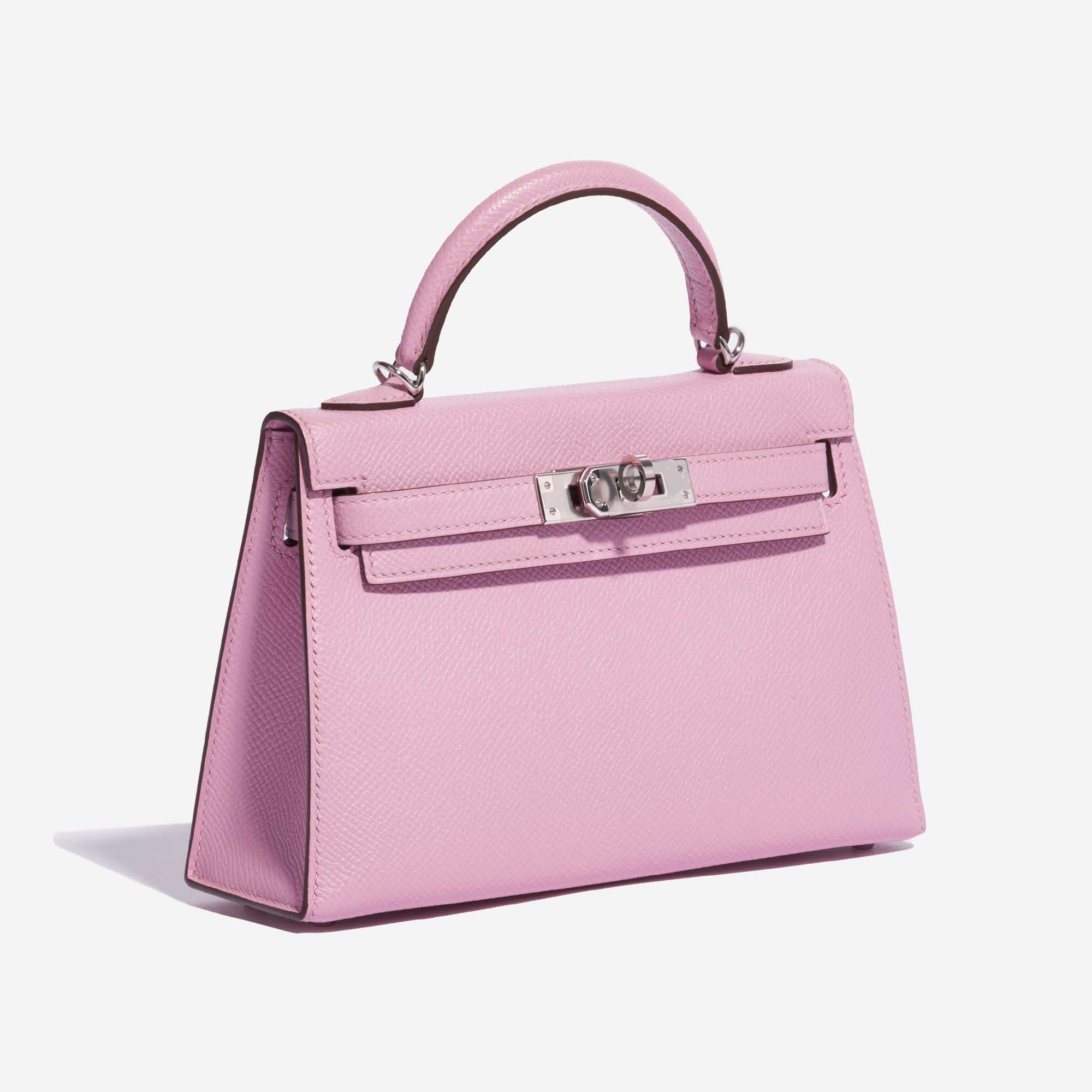 Pre-owned Hermès Tasche Kelly Mini Epsom Mauve Sylvestre Pink Side Front | Verkaufen Sie Ihre Designer-Tasche auf Saclab.com
