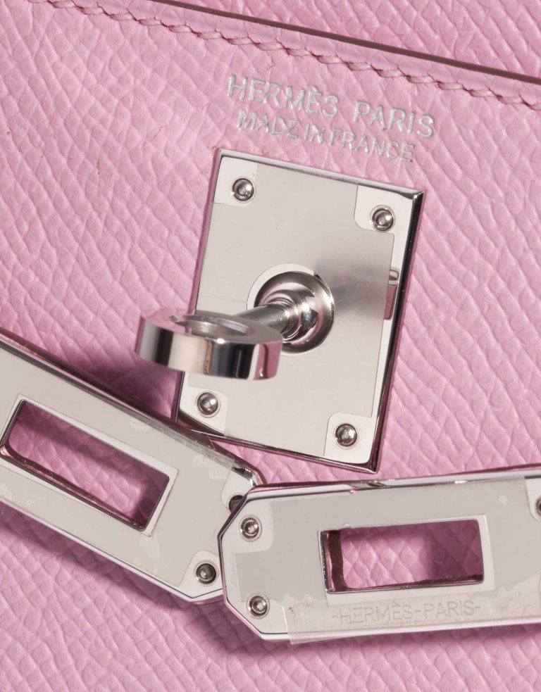 Pre-owned Hermès bag Kelly Mini Epsom Mauve Sylvestre Pink Logo | Sell your designer bag on Saclab.com