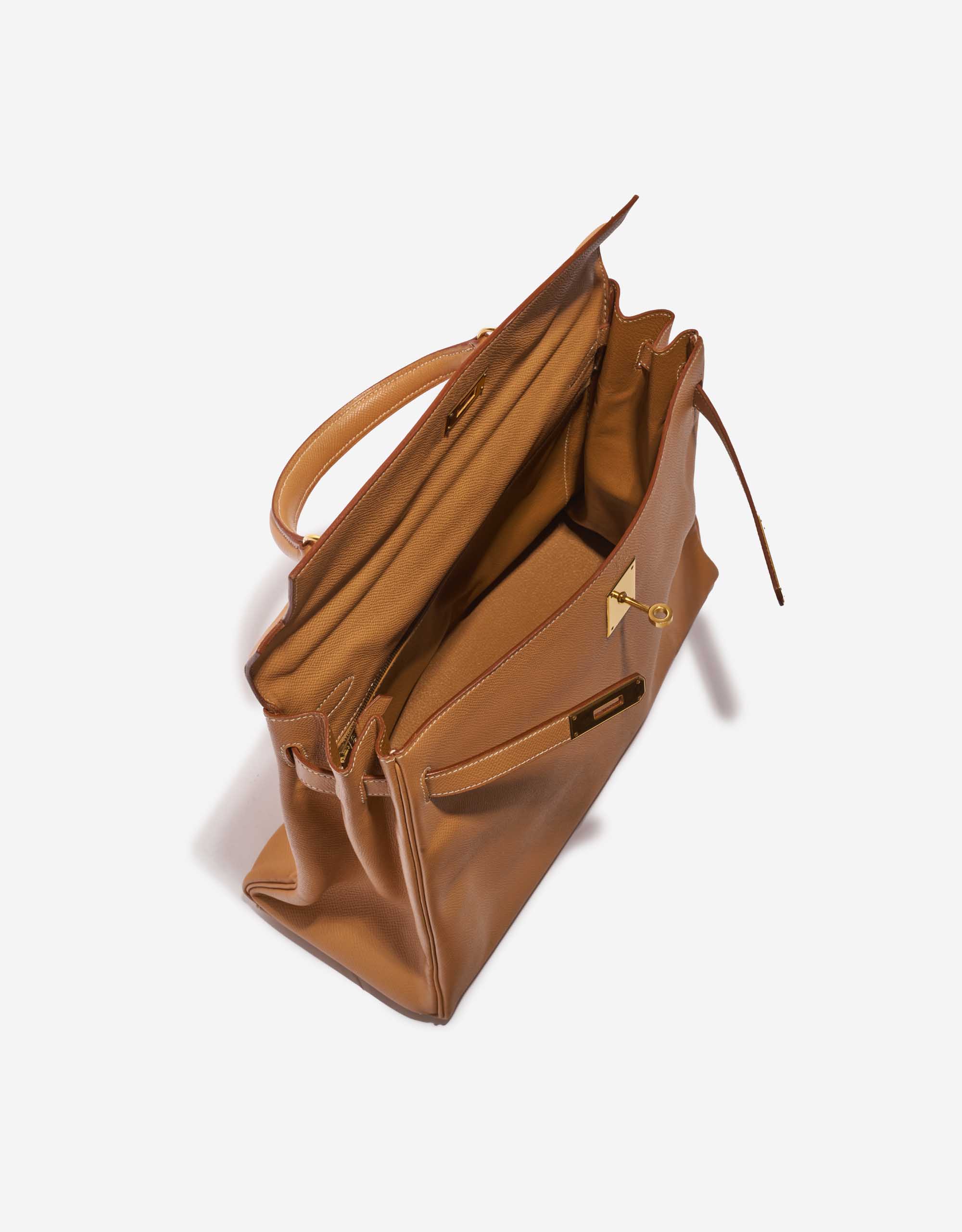 Pre-owned Hermès bag Kelly 35 Epsom Gold Brown Inside | Sell your designer bag on Saclab.com