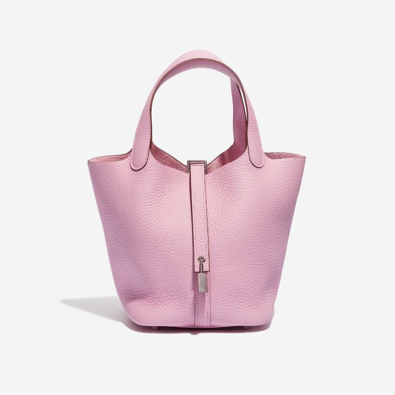 Pre-owned Hermès bag Picotin 18 Clemence Mauve Sylvestre Rose Front | Sell your designer bag on Saclab.com