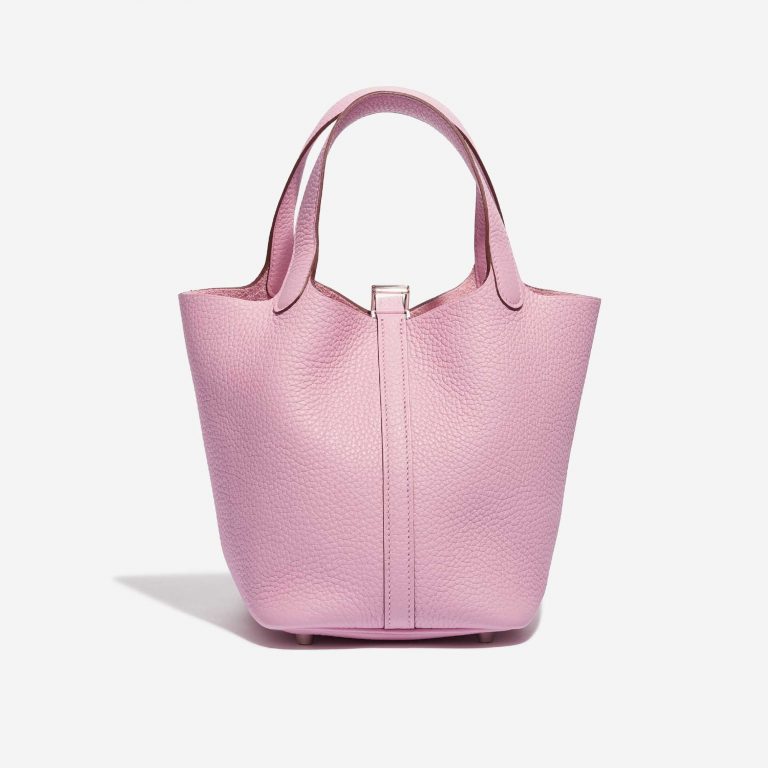 Pre-owned Hermès bag Picotin 18 Clemence Mauve Sylvestre Rose Back | Sell your designer bag on Saclab.com