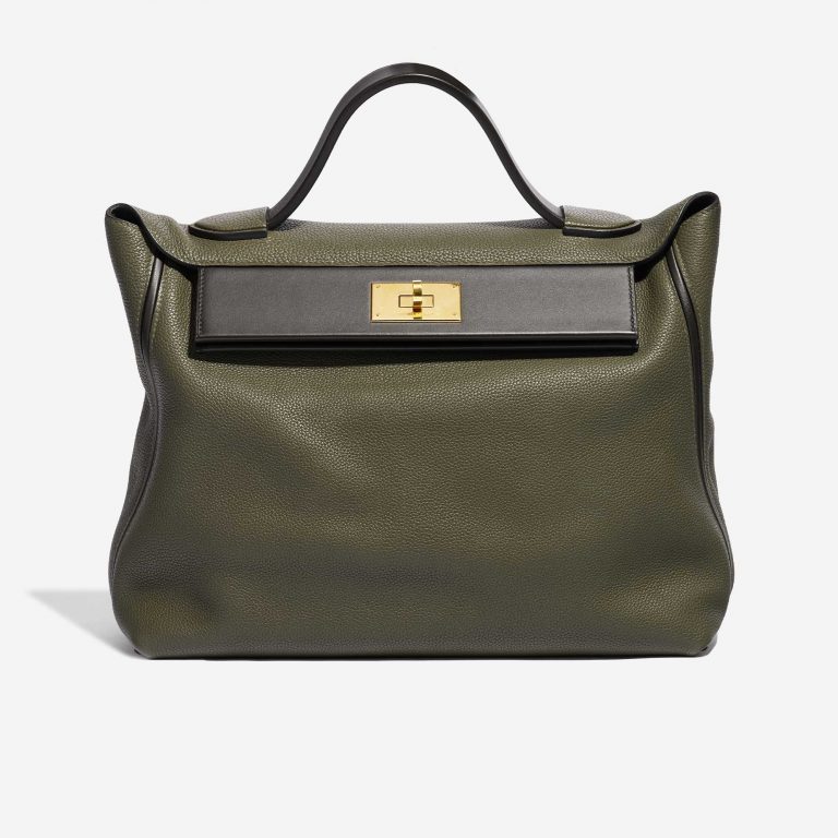 Pre-owned Hermès bag 24/24 35 Togo Vert Olive / Vert Bronze Green Front | Sell your designer bag on Saclab.com