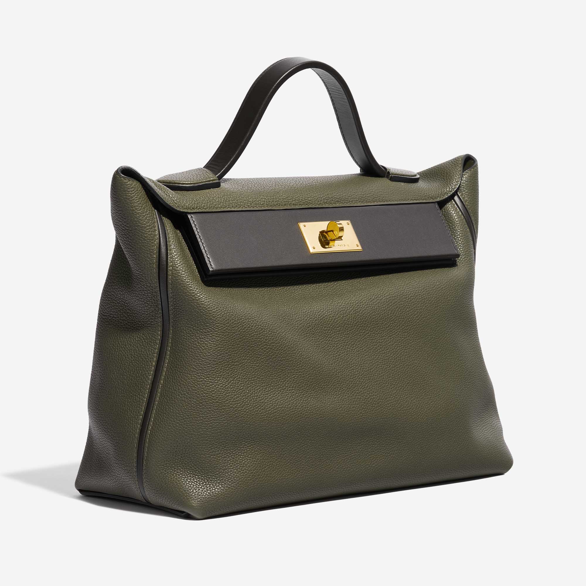 Pre-owned Hermès bag 24/24 35 Togo Vert Olive / Vert Bronze Green Side Front | Sell your designer bag on Saclab.com