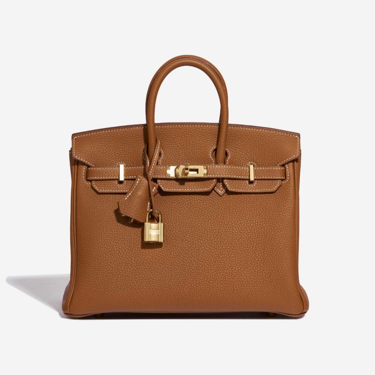 Pre-owned Hermès bag Birkin 25 Togo Gold Brown Front | Sell your designer bag on Saclab.com