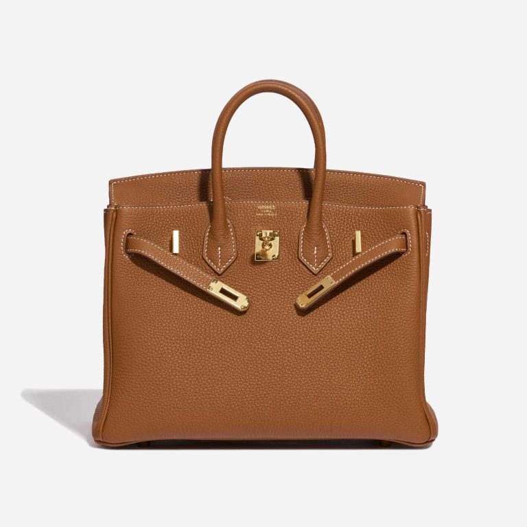 Pre-owned Hermès bag Birkin 25 Togo Gold Brown Front Open | Sell your designer bag on Saclab.com