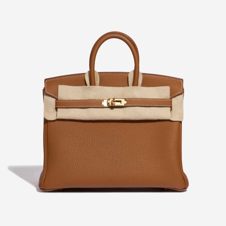 Pre-owned Hermès bag Birkin 25 Togo Gold Brown Front Velt | Sell your designer bag on Saclab.com