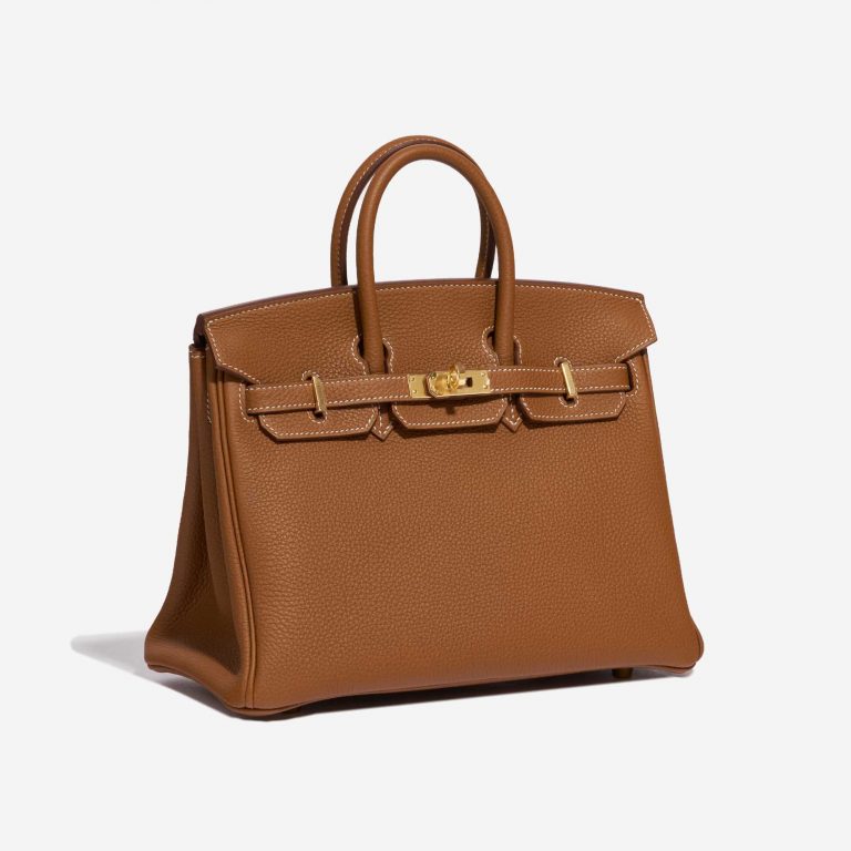 Pre-owned Hermès bag Birkin 25 Togo Gold Brown Side Front | Sell your designer bag on Saclab.com