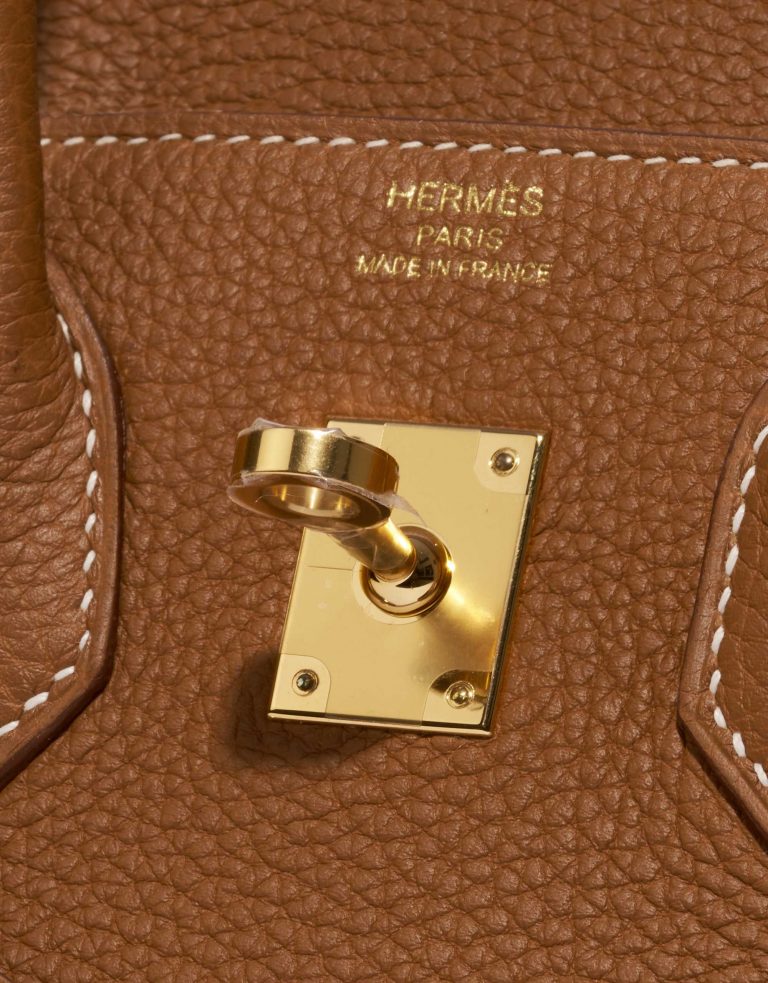 Pre-owned Hermès bag Birkin 25 Togo Gold Brown Logo | Sell your designer bag on Saclab.com