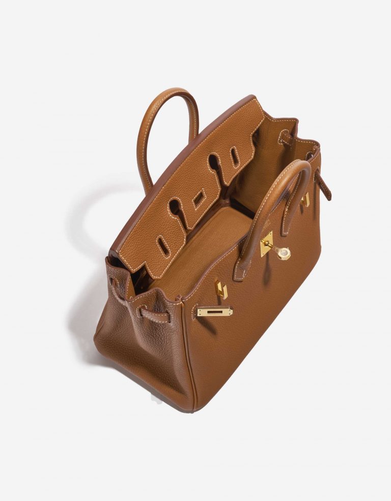 Pre-owned Hermès bag Birkin 25 Togo Gold Brown Inside | Sell your designer bag on Saclab.com