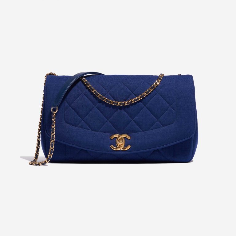 Pre-owned Chanel bag Diana Medium Cotton Blue Blue Front | Sell your designer bag on Saclab.com