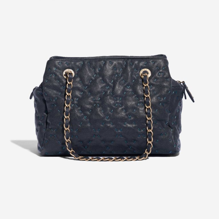 Pre-owned Chanel bag Shopping Tote PST Caviar Dark Blue Blue Back | Sell your designer bag on Saclab.com