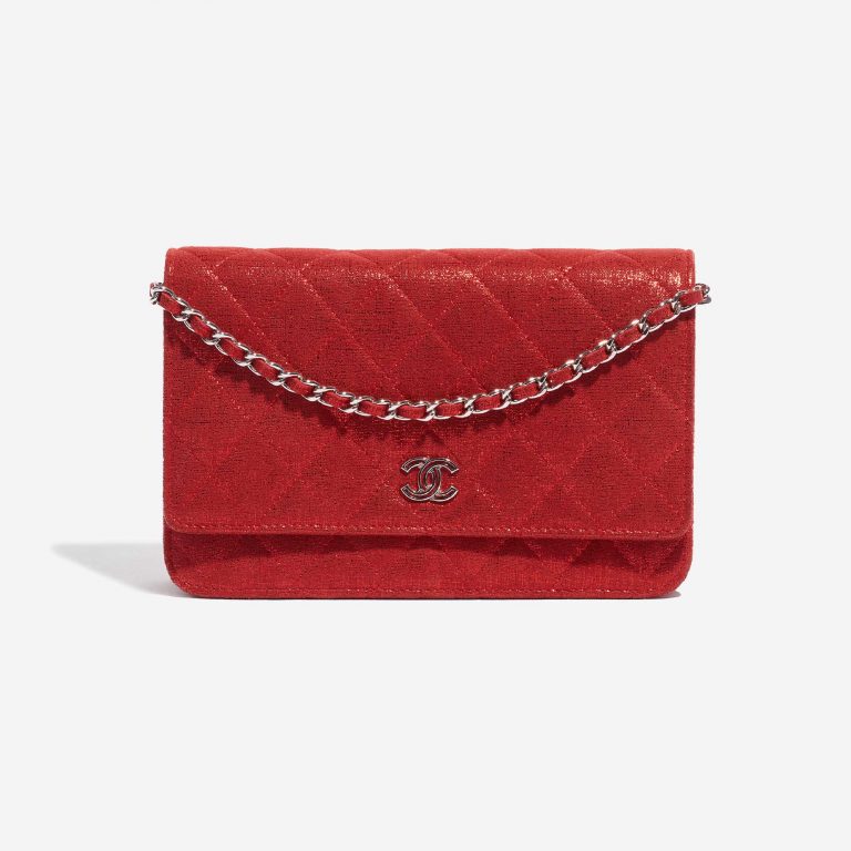 Pre-owned Chanel bag Timeless WOC Cotton Red Glittery Red Front | Sell your designer bag on Saclab.com