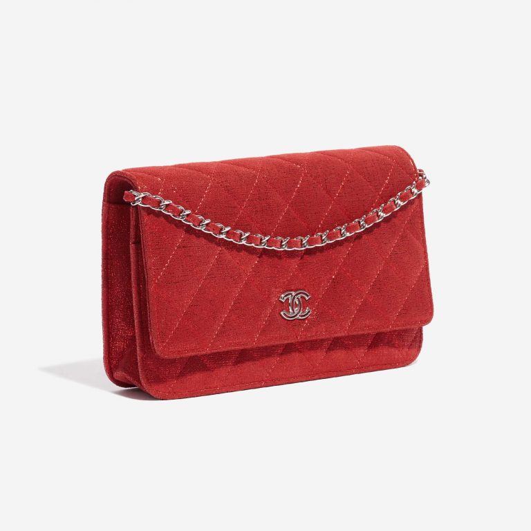 Pre-owned Chanel bag Timeless WOC Cotton Red Glittery Red Side Front | Sell your designer bag on Saclab.com