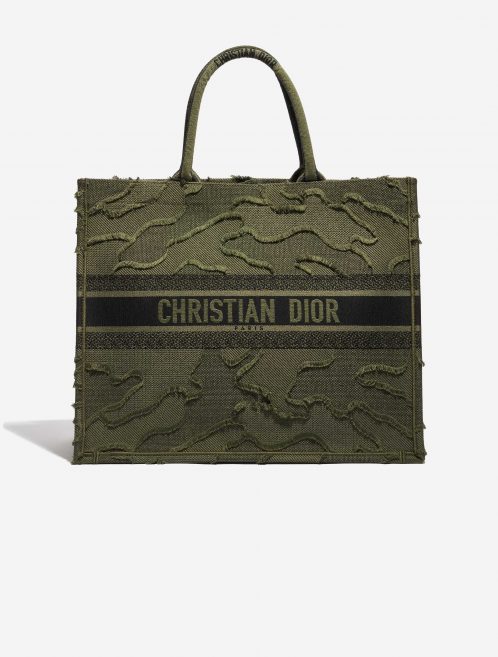 Dior Book Tote Large Camouflage Embroidery Canvas Green Green Front | Sell your designer bag on Saclab.com