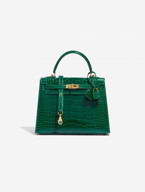 Pre-owned Hermès bag Kelly 25 Alligator Vert Emerald Green Front | Sell your designer bag on Saclab.com