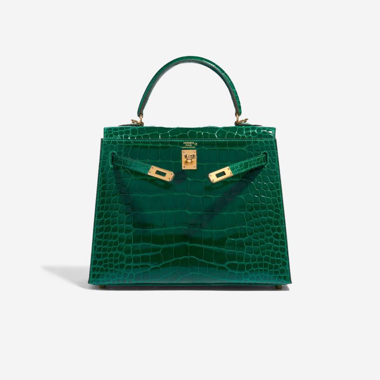 Pre-owned Hermès bag Kelly 25 Alligator Vert Emerald Green Front Open | Sell your designer bag on Saclab.com