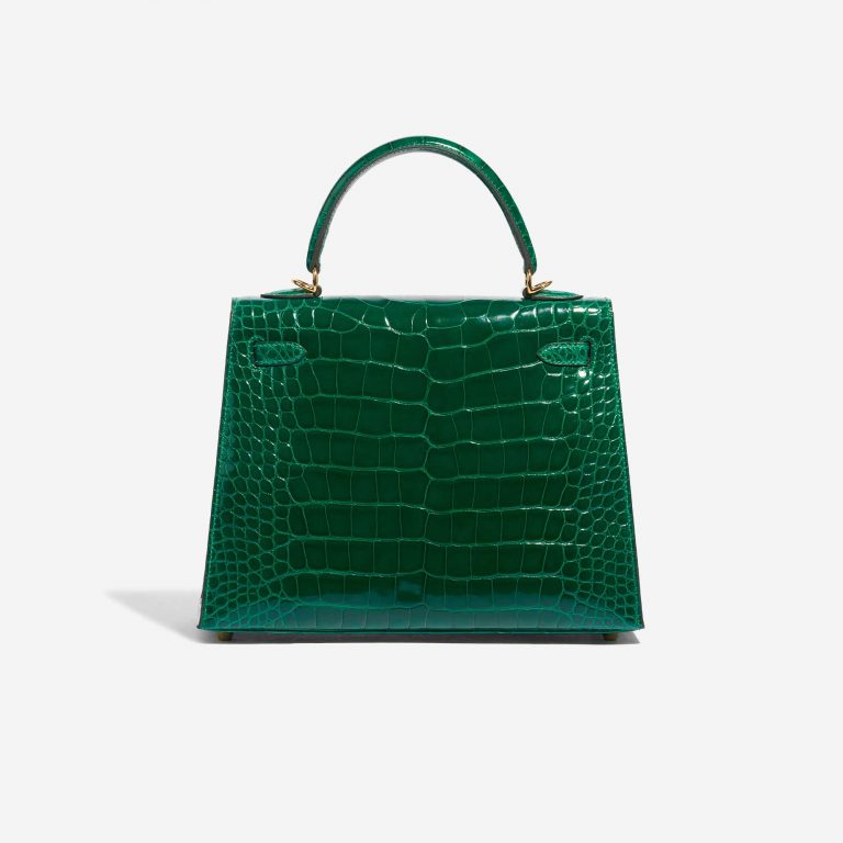 Pre-owned Hermès bag Kelly 25 Alligator Vert Emerald Green Back | Sell your designer bag on Saclab.com