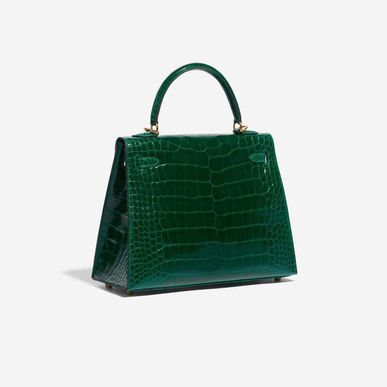 Pre-owned Hermès bag Kelly 25 Alligator Vert Emerald Green Side Back | Sell your designer bag on Saclab.com