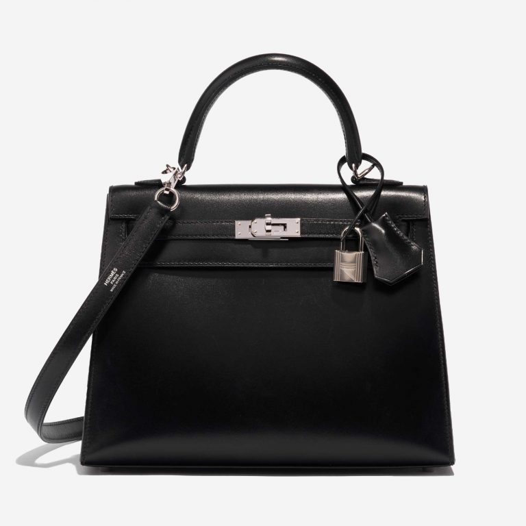 Pre-owned Hermès bag Kelly 25 Box Black Black Front | Sell your designer bag on Saclab.com