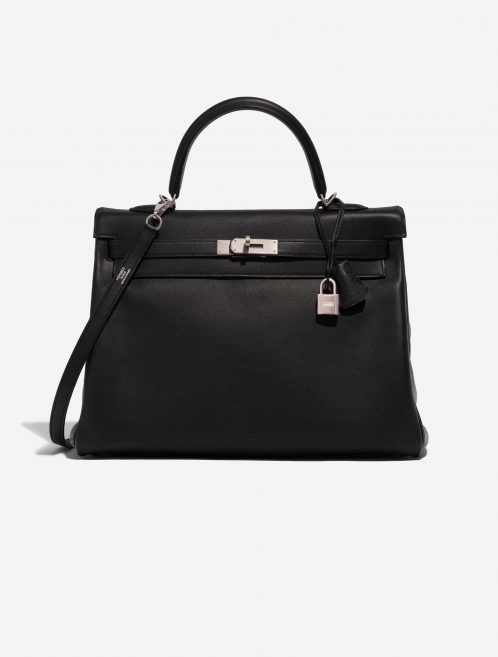 Pre-owned Hermès bag Kelly 35 HSS Swift Black / Gris Mouette Black Front | Sell your designer bag on Saclab.com