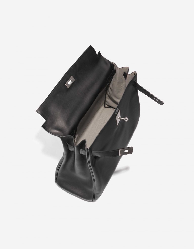 Pre-owned Hermès bag Kelly 35 HSS Swift Black / Gris Mouette Black Inside | Sell your designer bag on Saclab.com