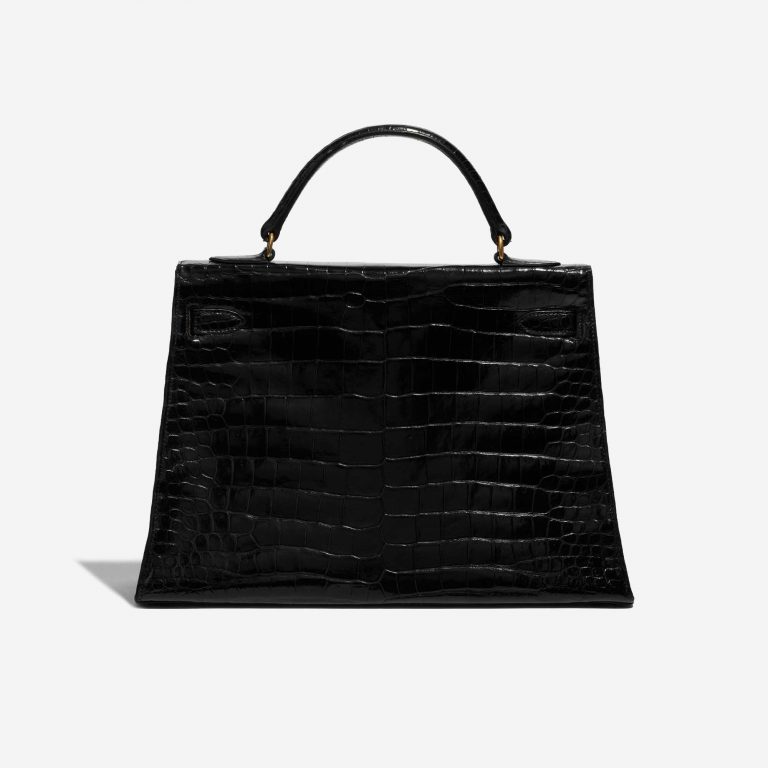 Pre-owned Hermès bag Kelly 32 Porosus Crocodile Black Black Back | Sell your designer bag on Saclab.com