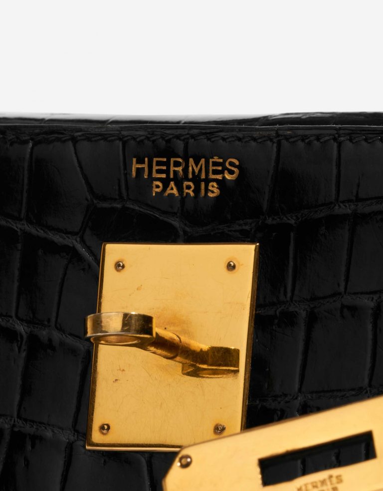 Pre-owned Hermès bag Kelly 32 Porosus Crocodile Black Black Logo | Sell your designer bag on Saclab.com