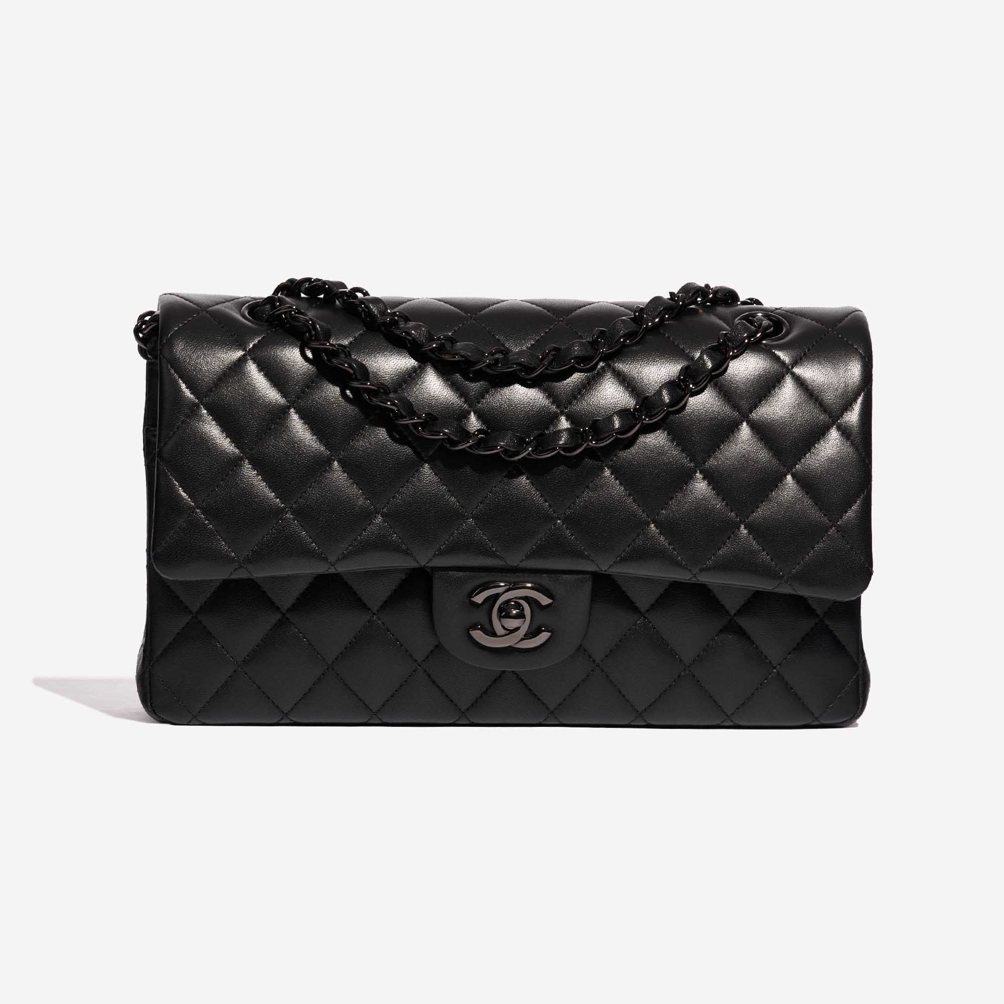 Chanel Matlasse 25 Double Flap Chain Shoulder Bag Black Gold