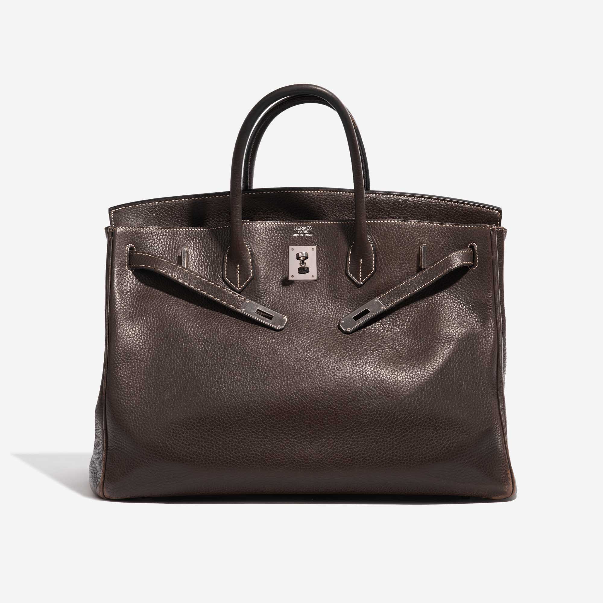 Pre-owned Hermès bag Birkin 40 Clemence Café Brown Front Open | Sell your designer bag on Saclab.com