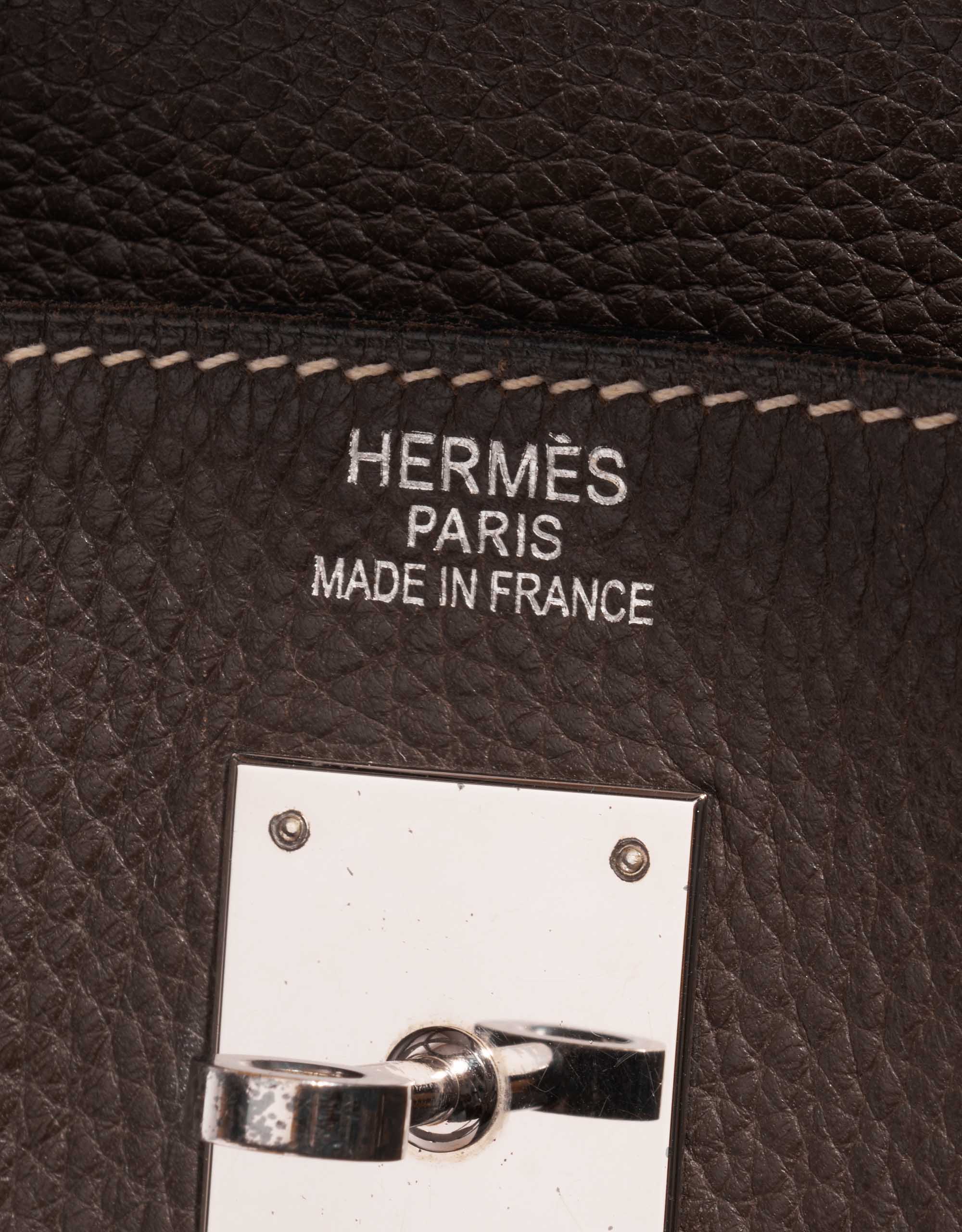 Pre-owned Hermès bag Birkin 40 Clemence Café Brown Logo | Sell your designer bag on Saclab.com