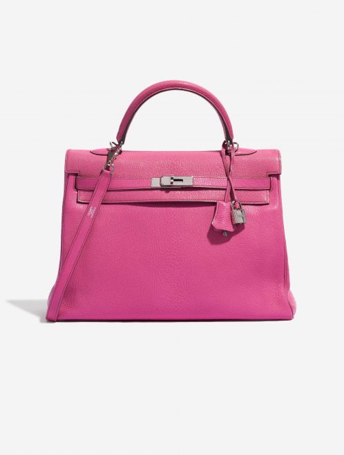 Pre-owned Hermès bag Kelly 35 Chèvre Mysore Rose Shocking Pink Front | Sell your designer bag on Saclab.com