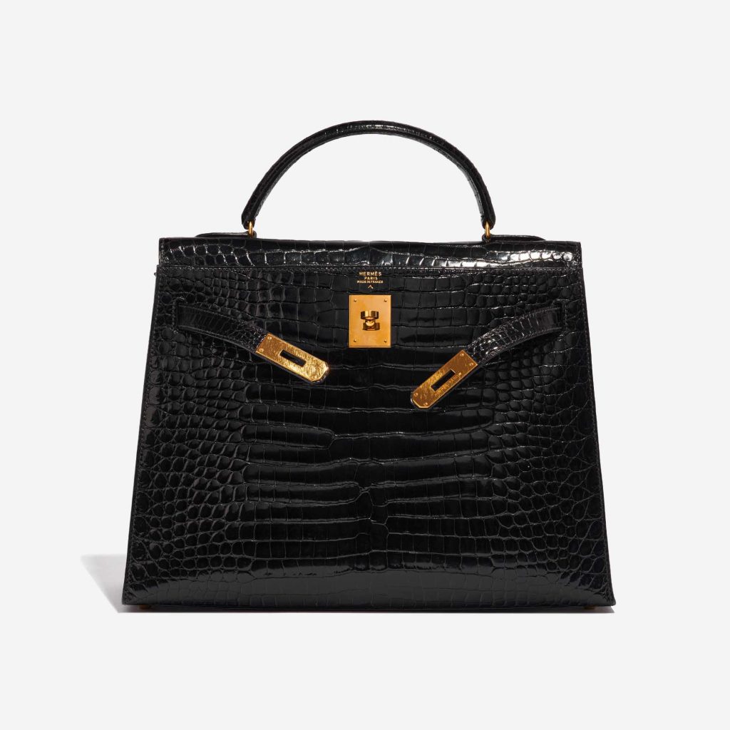 Hermès Kelly 32 Porosus Crocodile Black | SACLÀB