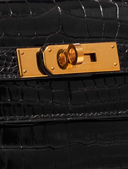 Pre-owned Hermès bag Kelly 32 Porosus Crocodile Black Black Closing System | Sell your designer bag on Saclab.com