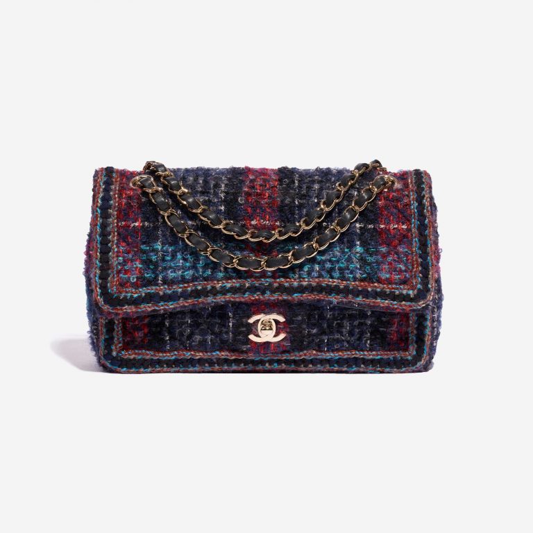 Pre-owned Chanel bag Timeless Medium Tweed Multicolour Black, Blue, Multicolour, Red Front | Sell your designer bag on Saclab.com