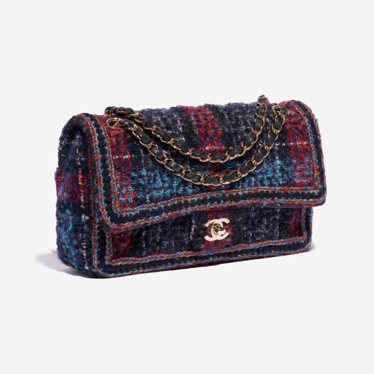 Pre-owned Chanel bag Timeless Medium Tweed Multicolour Black, Blue, Multicolour, Red Side Front | Sell your designer bag on Saclab.com