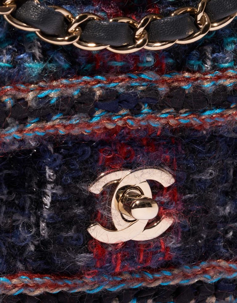 Pre-owned Chanel bag Timeless Medium Tweed Multicolour Black, Blue, Multicolour, Red Closing System | Sell your designer bag on Saclab.com