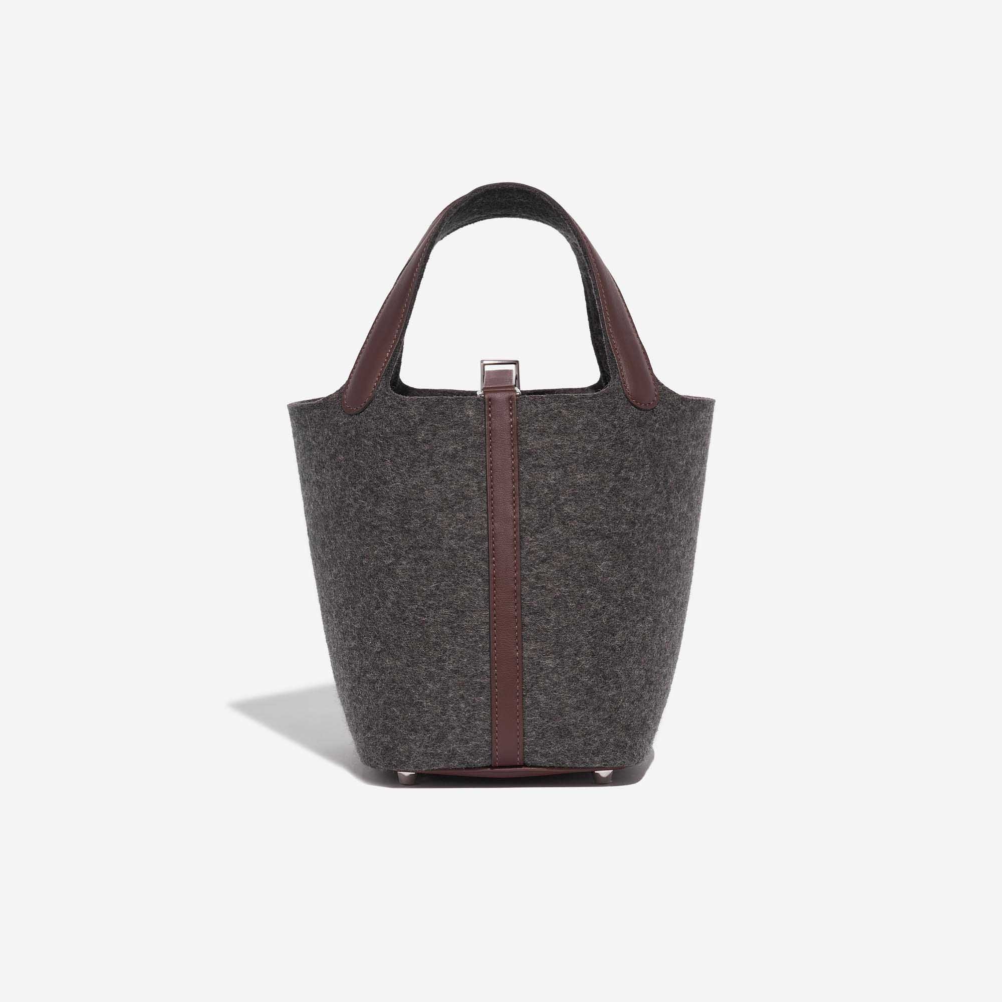 Pre-owned Hermès bag Picotin 18 Felt / Swift Gris Moyen / Havane Brown, Grey Back | Sell your designer bag on Saclab.com