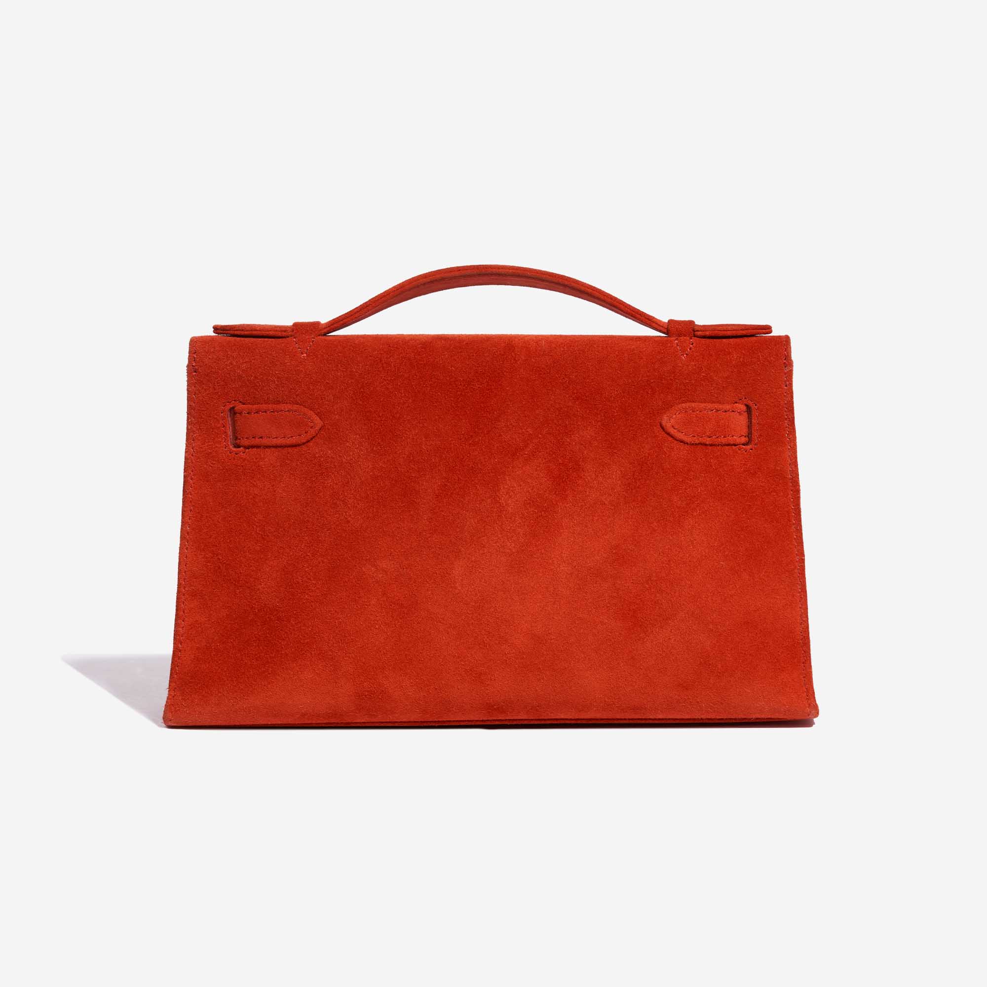 Pre-owned Hermès bag Kelly Pochette Doblis Suede Rouge Vif Red Back | Sell your designer bag on Saclab.com