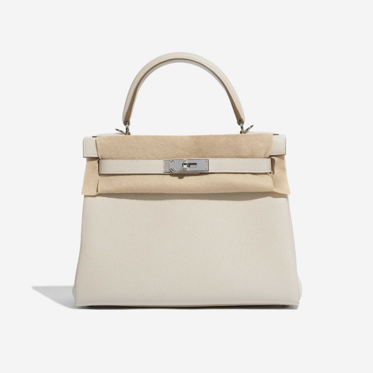 Pre-owned Hermès bag Kelly 28 Togo Craie Beige Front Velt | Sell your designer bag on Saclab.com