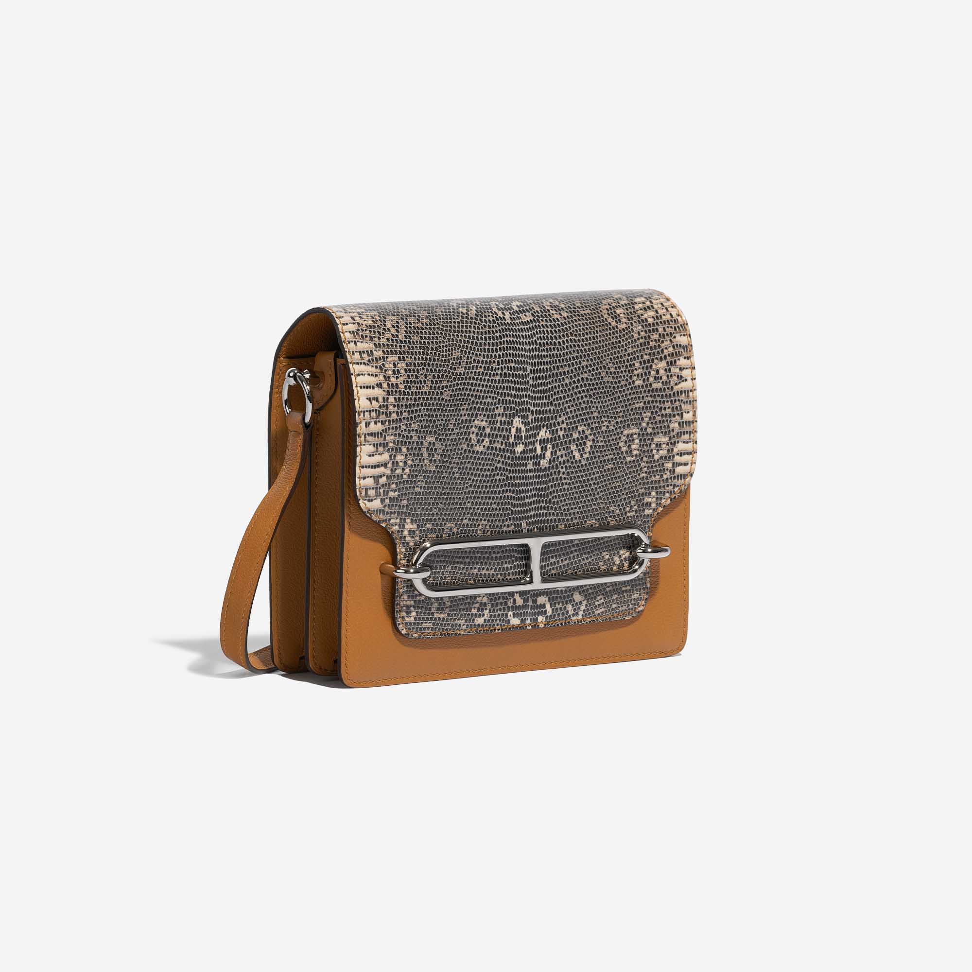 Pre-owned Hermès Tasche Roulis Mini Lizard Ombre Caramel Brown Side Front | Verkaufen Sie Ihre Designer-Tasche auf Saclab.com