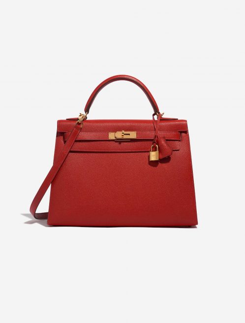 Pre-owned Hermès bag Kelly 32 Epsom Rouge Casaque Red Front | Sell your designer bag on Saclab.com