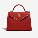 Pre-owned Hermès bag Kelly 32 Epsom Rouge Casaque Red Front Open | Sell your designer bag on Saclab.com