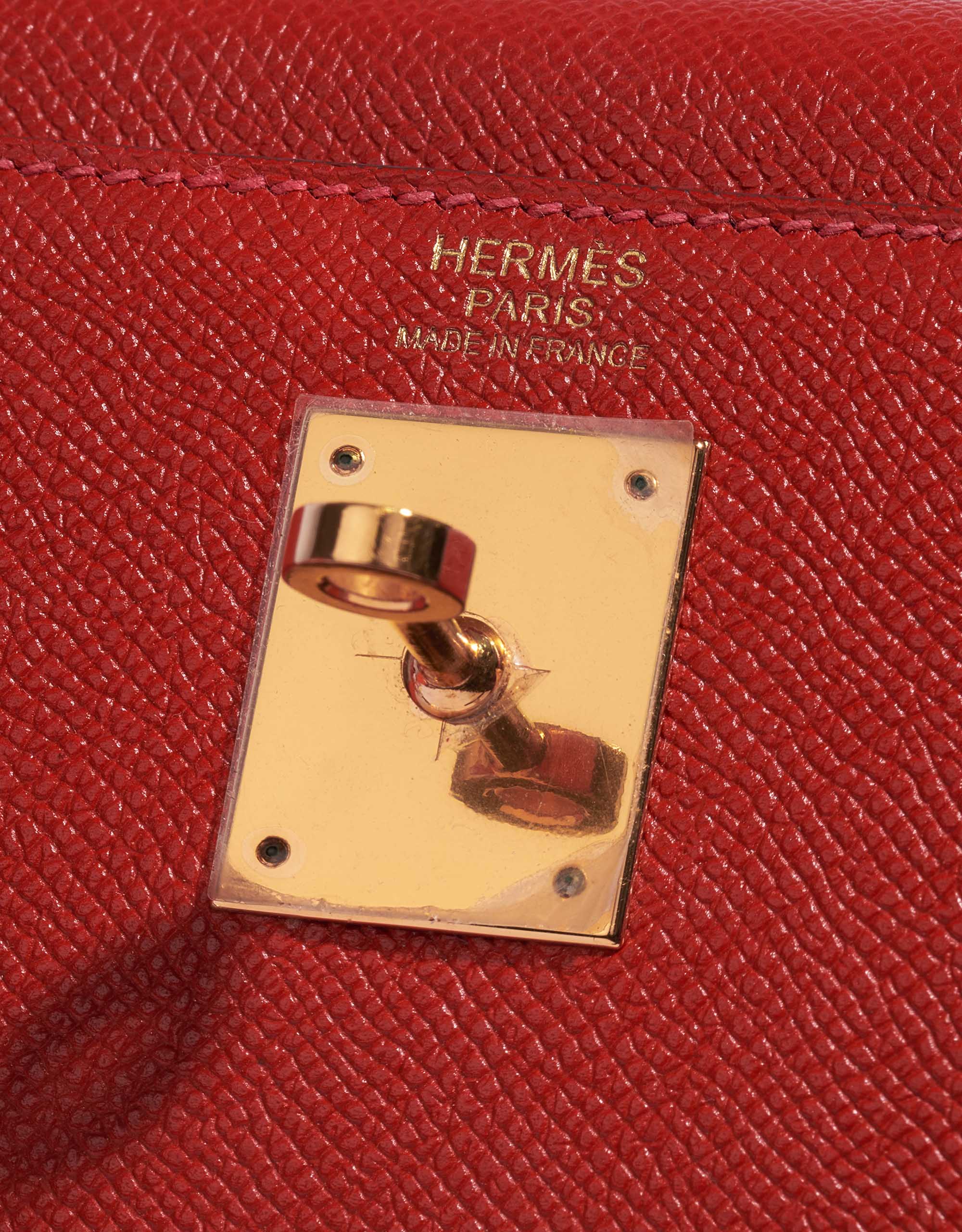 Hermes Kelly Flag 35cm Rouge Casaque/Blanc - Chicjoy