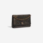 Pre-owned Chanel bag WOC Lamb Camellia Black / Shimmering Gold Black Side Front | Sell your designer bag on Saclab.com