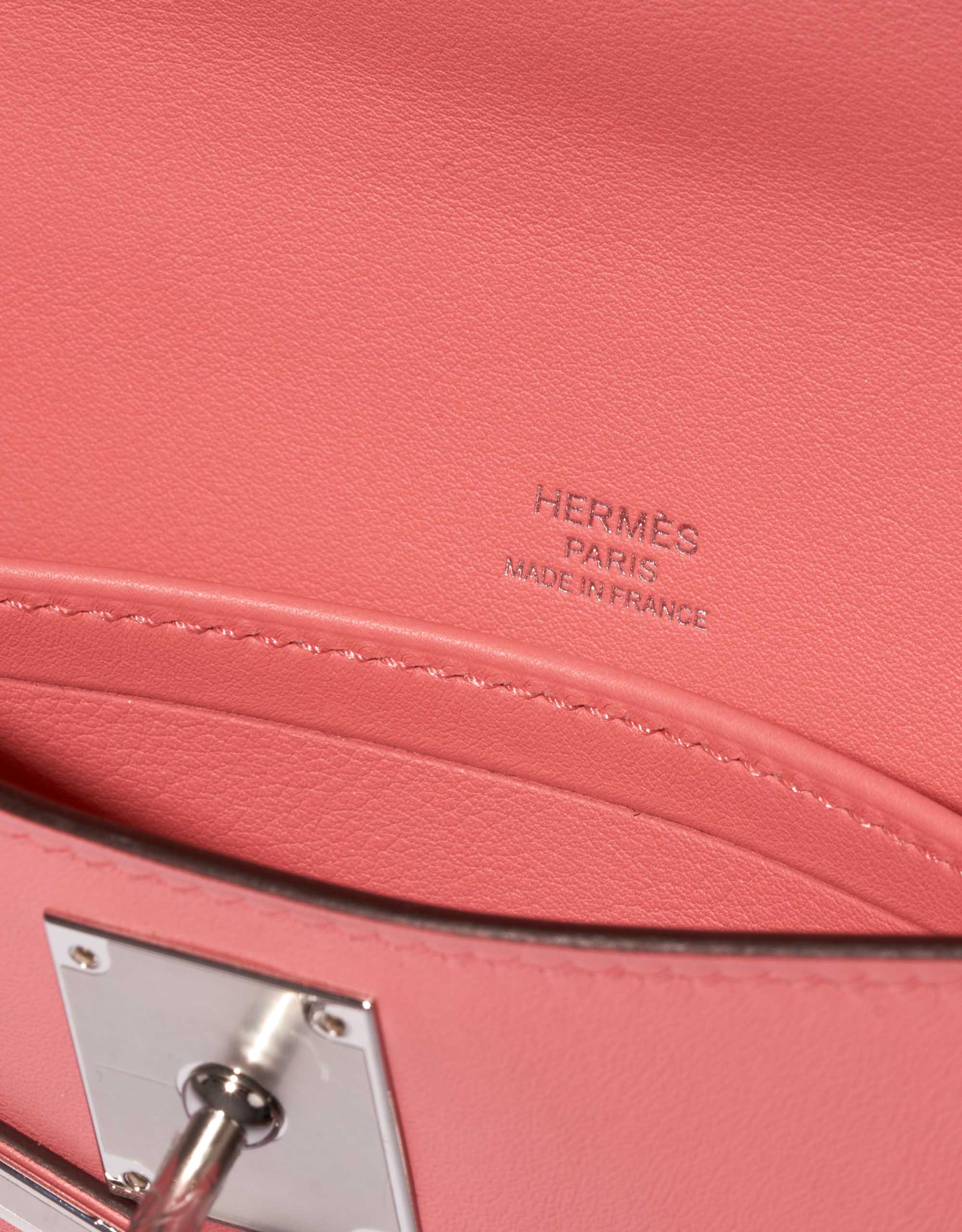 Hermes Kelly Pochette Cut Rose Sakura Swift Palladium Hardware