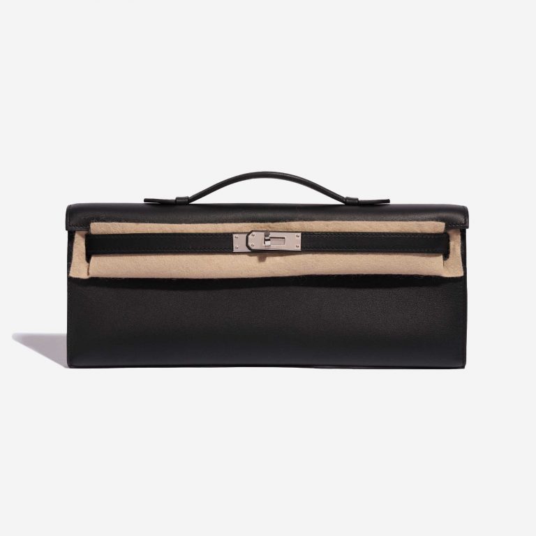 Pre-owned Hermès bag Kelly Cut Clutch Swift Black Black Front Velt | Sell your designer bag on Saclab.com