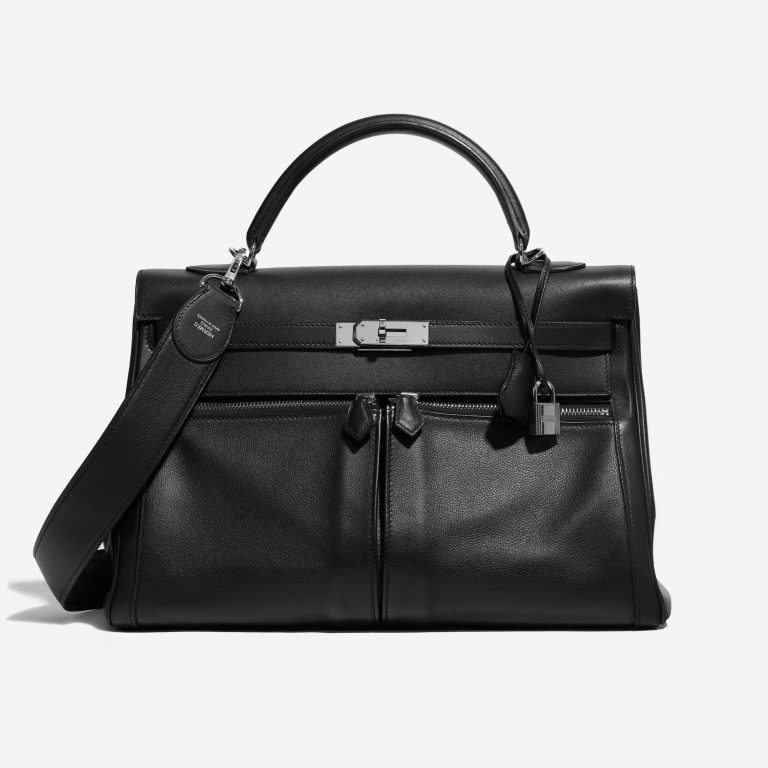 Pre-owned Hermès bag Kelly Lakis 35 Swift Black Black Front | Sell your designer bag on Saclab.com