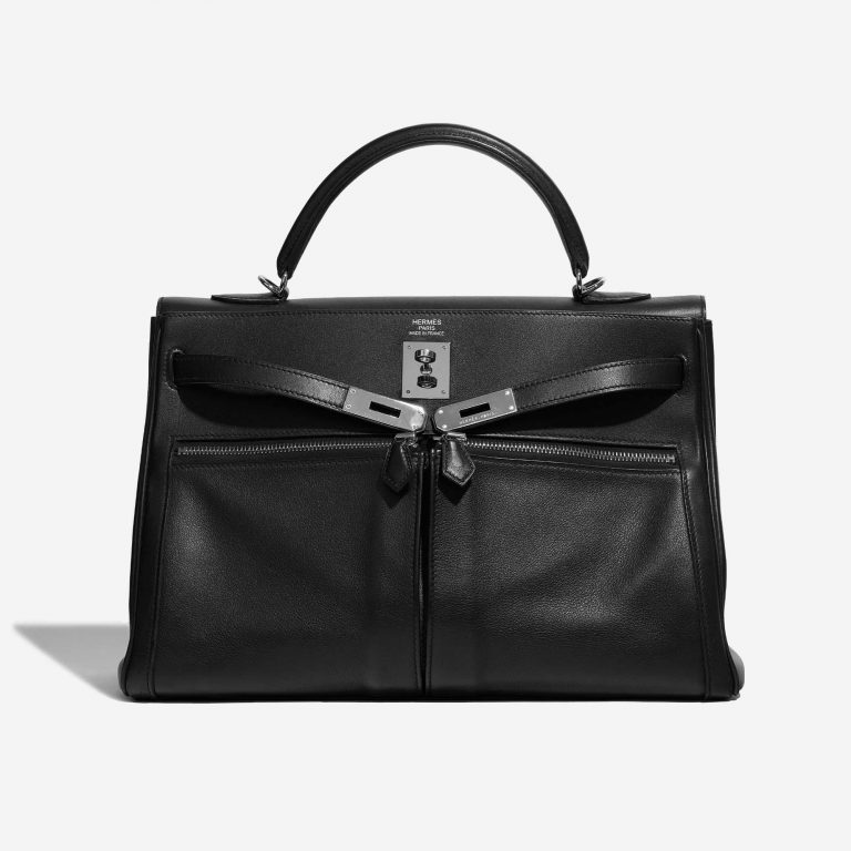 Pre-owned Hermès bag Kelly Lakis 35 Swift Black Black Front Open | Sell your designer bag on Saclab.com