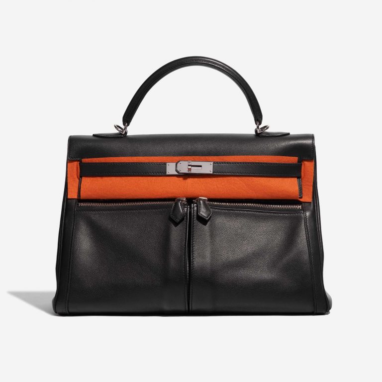 Pre-owned Hermès bag Kelly Lakis 35 Swift Black Black Front Velt | Sell your designer bag on Saclab.com